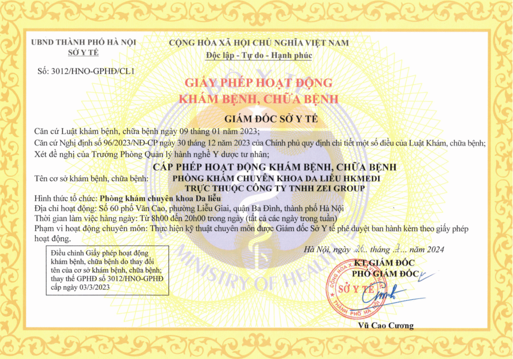 1. Giấy phép hoạt động khám chữa bệnh HKMEDI PK HÀ NỘI lần 2-1