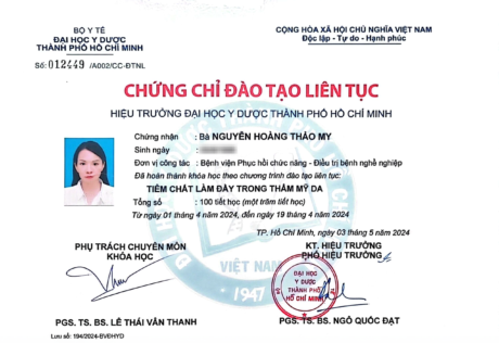 Chứng chỉ Tiêm Chất Làm Đầy Trong Thẩm Mỹ Da_2